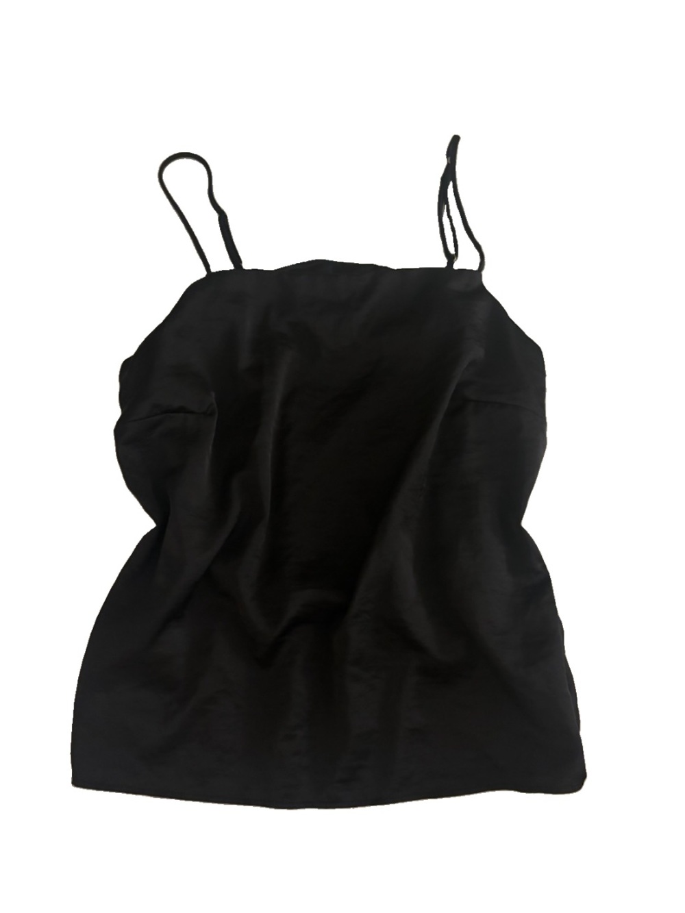 Auden Satiny Tank Top- Black Spaghetti Strap Cami